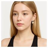 OZEL Gold Dangle Earrings for Women Brushed Finish, Matte Gold Statement Jewelry, 14k Gold Plated