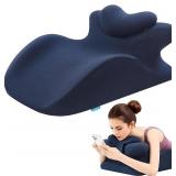 Memory Foam Ergonomic Rest Pillow : Prone Pillow for Sleeping, Reading Pillow for Bed, Targeted Support for Back Pain, Acid Reflux and Sitting Up, Ideal for Massage, with Washable Cover