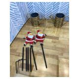 Christmas Santa Solar Kettle Lights Garden Lawn Decorative Lights, Santa Kettle Ground Lamp Solar LED Night Light Outdoor Garden Decor for Pathway Yard Patio(2PCS Warm Light)