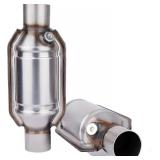 2.5" Universal Catalytic Converter, 2.5 Inch Inlet/Outle Cat Converter with O2 Port and Heat Shield (EPA Compliant), Set of 2
