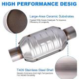 2.5" Universal Catalytic Converter, 2.5 Inch Inlet/Outle Cat Converter with O2 Port and Heat Shield (EPA Compliant), Set of 2