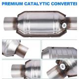 2.5" Universal Catalytic Converter, 2.5 Inch Inlet/Outle Cat Converter with O2 Port and Heat Shield (EPA Compliant), Set of 2