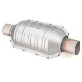 Dylannet 2.5" Inlet/Outlet Automobile Weld-on Catalytic Converter, Universal High Flow Front Cat Convertor Direct-Fit with Heat Shield and O2 Port Catalytic Convert (EPA Compliant) (2.5" 1PC)