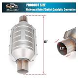 Dylannet 2.5" Inlet/Outlet Automobile Weld-on Catalytic Converter, Universal High Flow Front Cat Convertor Direct-Fit with Heat Shield and O2 Port Catalytic Convert (EPA Compliant) (2.5" 1PC)