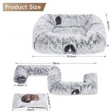 Extra Large Cat Tunnel Bed, 4 Ways Tunnels for Indoor Cats, Multi-cat Family Cat Bed & Cave, Plush Cat Donut with Washable Middle Mat, Exit Balls, Pet Play Toy for Kitten Puppy Rabbit