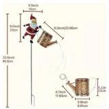 Christmas Santa Solar Kettle Lights, Solar Garden Watering Can Lights with Cascading Lights, Waterproof Hanging Metal Outdoor Lantern Decorations for Garden Patio Porch Yard (Warm)