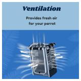 Retails for $125! Birds Day Cockatoo Carrier Backpack-Parrot Travel Cage with Wooden Perch and Food Bowl, Stainless Steel Tray (Charcoal Gray, Cockatoo & Similar)