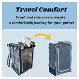 Retails for $125! Birds Day Cockatoo Carrier Backpack-Parrot Travel Cage with Wooden Perch and Food Bowl, Stainless Steel Tray (Charcoal Gray, Cockatoo & Similar)