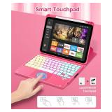 Touchpad Keyboard Case for iPad (A16) 11th 10th Generation, 360 Rotation Cover with Pencil Holder Wireless Backlit Detachable Keypad for iPad 11 inch 2025/10 Gen 10.9" 2022 Watermelon Red