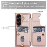 for Samsung Galaxy Z Fold 7 Wallet Case Leather Built-in Flip Card Holder Freshness Small Flower Pattern Crossbody Strap Wallet case for Galaxy Z Fold 7 Rose Gold