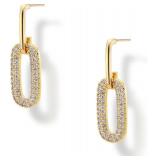 OZEL 14K Gold & Silver Plated Paperclip Chain Earrings with Cubic Zirconia   Dangle, Hoop, Huggie, Stud Styles   Women s Fashion Jewelry Gift