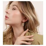 OZEL 14K Gold & Silver Plated Paperclip Chain Earrings with Cubic Zirconia   Dangle, Hoop, Huggie, Stud Styles   Women s Fashion Jewelry Gift