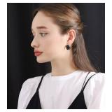 M.DUN- Round Edges Rectangle Shape Studs Earring. Abalone Amber Turquoise Resin Stone Design, 18k Real Gold Plated Bezel, Hypoallergenic Gorgeous Gift for Women