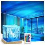 VoMii Northern Lights Projector,16 Colors Luminorthe Cube Lamp with Dynamic Wave Effect,Aurora Glow Lamp Ambient Lighting with Remote for Bed Room Classroom Decor