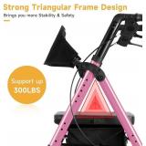 Retails for $150! Lightweight Rollator Walker with Seat & Backrest - Foldable Mobility Aid for Seniors, 8" Airless Tires, Adjustable Height, 300 lbs Capacity, 4 Wheel Rolling Walkers for Seniors Pink