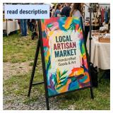 Single Sided Sidewalk Sign 24 x36 inch - Heavy Duty L-Frame Metal Poster Stand with Slide-in Design - Angled Outdoor Floor Display Holder for Store & Lobby (Frame Only) (Black-1PACK Single Sided)