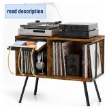Flip Top Record Player Stand, Large Turntable Stand Holds up to 150+ Albums, Vintage Mid Century Record Player Table, Stereo Cabinet with Open Storage, for Living Room, Bedroom, Rustic Brown