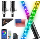 $80 Ehaho 2 Pack 3ft Whip Lights with Spring Base, App & Remote LED
