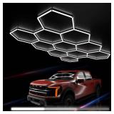 $140 Hexagon Garage Lights, 3-Level Dimmable 329W Tube, 11-Grid LED