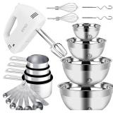 Hand Mixer, 5-Speed with 4 Nesting Stainless Bowls, 200W