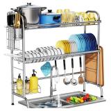 $47 HOWDIA Stainless Steel 2-Tier Over-the-Sink Dish Drying Rack