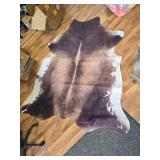 $50 5x6ft Faux Cow Hide Rug, Non-Slip & Washable, Brindle & White