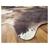 $50 5x6ft Faux Cow Hide Rug, Non-Slip & Washable, Brindle & White