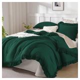 $67 Andency Oversized King Comforter Set 120x98, 3 Pieces, Dark Green