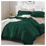$67 Andency Oversized King Comforter Set 120x98, 3 Pieces, Dark Green