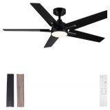 $60 52-Inch Black Ceiling Fan with Light, Remote, 3CCT, Dimmable