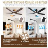 $60 52-Inch Black Ceiling Fan with Light, Remote, 3CCT, Dimmable