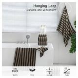 $55 18-Piece Brown Cabana Stripe Family Towels Set with Hanging Loop