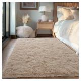 $60 Beige Fluffy Rug 8x10 ft - Ultra Soft Shag Rug, 1.7" Thick