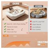 Square Self-Warming Cat Bed with Pillow, Orthopedic Plush Bed