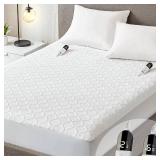 $50 Queen Heated Mattress Pad with Dual Control, 6 Heat Settings Timer