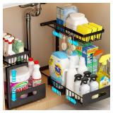 ADBIU Under Sink Organizer, 2-Pack, 2-Tier, 11-16" Adjustable