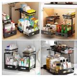 ADBIU Under Sink Organizer, 2-Pack, 2-Tier, 11-16" Adjustable