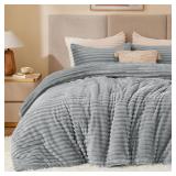 $50 BEDELITE Fleece Queen Comforter Set - Soft Warm Grey