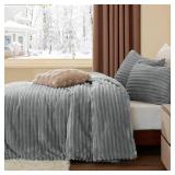 $50 BEDELITE Fleece Queen Comforter Set - Soft Warm Grey