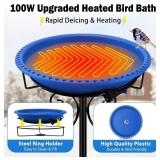 Daoeny 100W Heated Bird Bath with Thermostat, 5-Prong Metal Base