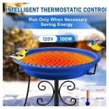 Daoeny 100W Heated Bird Bath with Thermostat, 5-Prong Metal Base