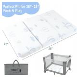 Trifold Pack and Play Mattress 38x26 2-Inch High-Density Foam