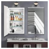 $120 Bathroom Medicine Cabinet with 16x20 Mirror, Wall Mounted