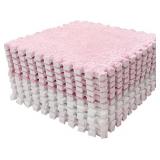 10-Piece Interlocking Foam Floor Mats, Pink, Cuttable Carpet Tiles