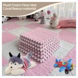 10-Piece Interlocking Foam Floor Mats, Pink, Cuttable Carpet Tiles