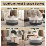 OIAHOMY 90L Blanket Basket, 23x23x13, Laundry Hamper, Dark Grey