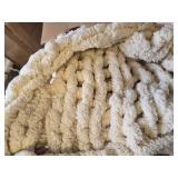 Chunky Knit Throw Blanket 40x50, Chenille Oatmeal Washable
