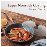 SENSARTE Nonstick Frying Pan Skillet with Lid, 9.5in + Glass Lid