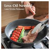 SENSARTE Nonstick Frying Pan Skillet with Lid, 9.5in + Glass Lid