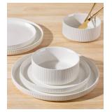 $70 TheTerra Ceramic Dinnerware for 4, 12 Pieces, Microwave Safe